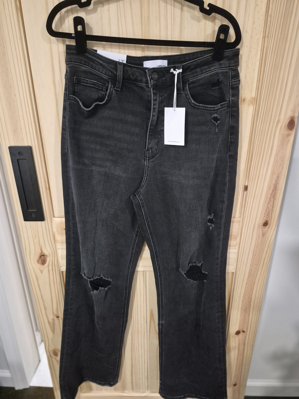 Women's Black Distressed Flare Jeans